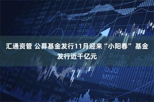 汇通资管 公募基金发行11月迎来“小阳春” 基金发行近千亿元